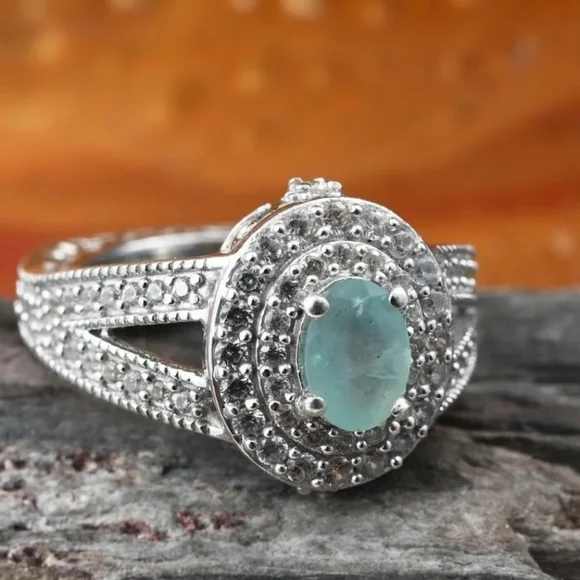 Grandidierite & Cambodian White Zircon Ring in Platinum/ Sterling Silver! Sz 5! - Picture 4 of 5